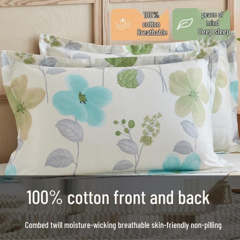 Set of Two 100% Cotton Large Pillowcases, Thick 48x74cm for Home Use