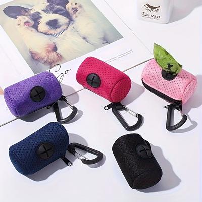 Polyester Pet Waste Bag Holder with Zipper Closure,Dog Poop Bag Dispenser with Carabiner Clip for Leash Garbage Bag Pet Supplies