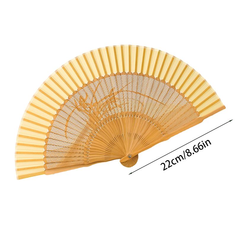 Bamboo Folding Fan Vintage Chinese Style Hollow Carved Fan Wedding Hand Fan Antique Hanfu Fan Fragrant Party Prop Decor Crafts