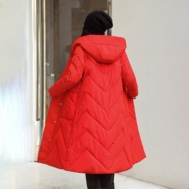 Women Autumn Winter Hooded Neck Long Sleeve Solid Color Single Breasted Knot Loose Warm Long Coat