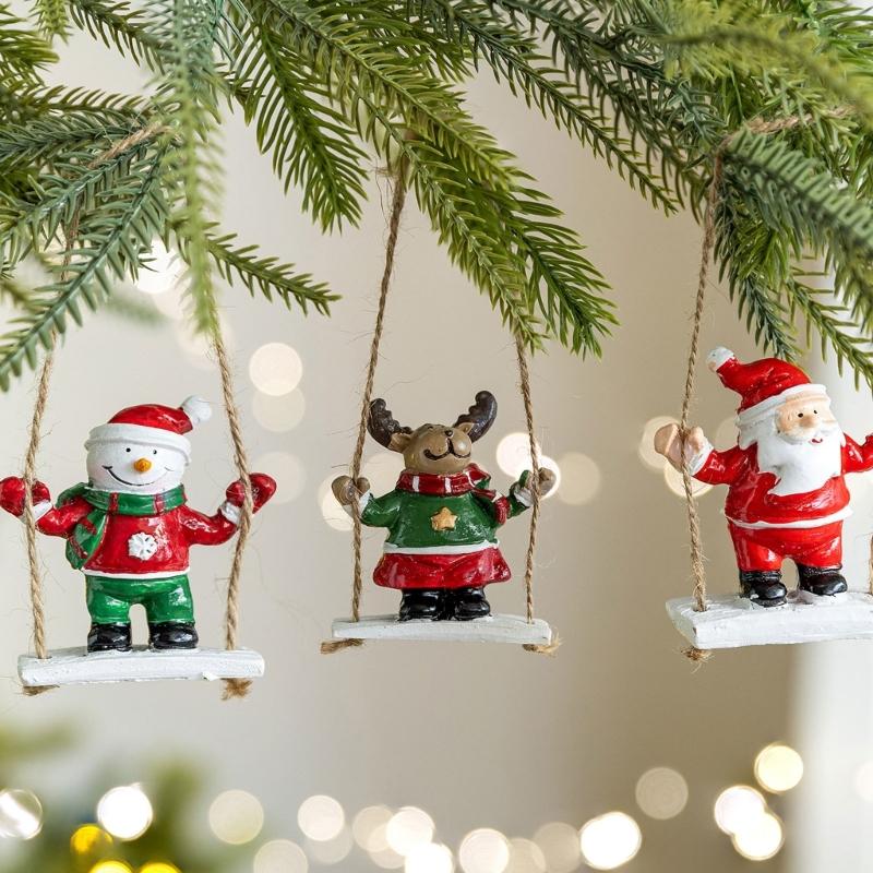 Christmas Swing Ornament User friendly Resin Hanging Decoration For Tree Wall Window Holiday Festival Decors Gift