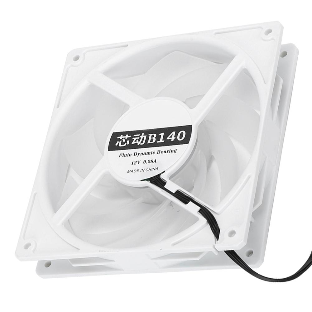 14cm 2000RPM Cooling Fan Low Noise Cooler 4‑Pin PWM Header Interface for ARGB Desktop ComputerWhite