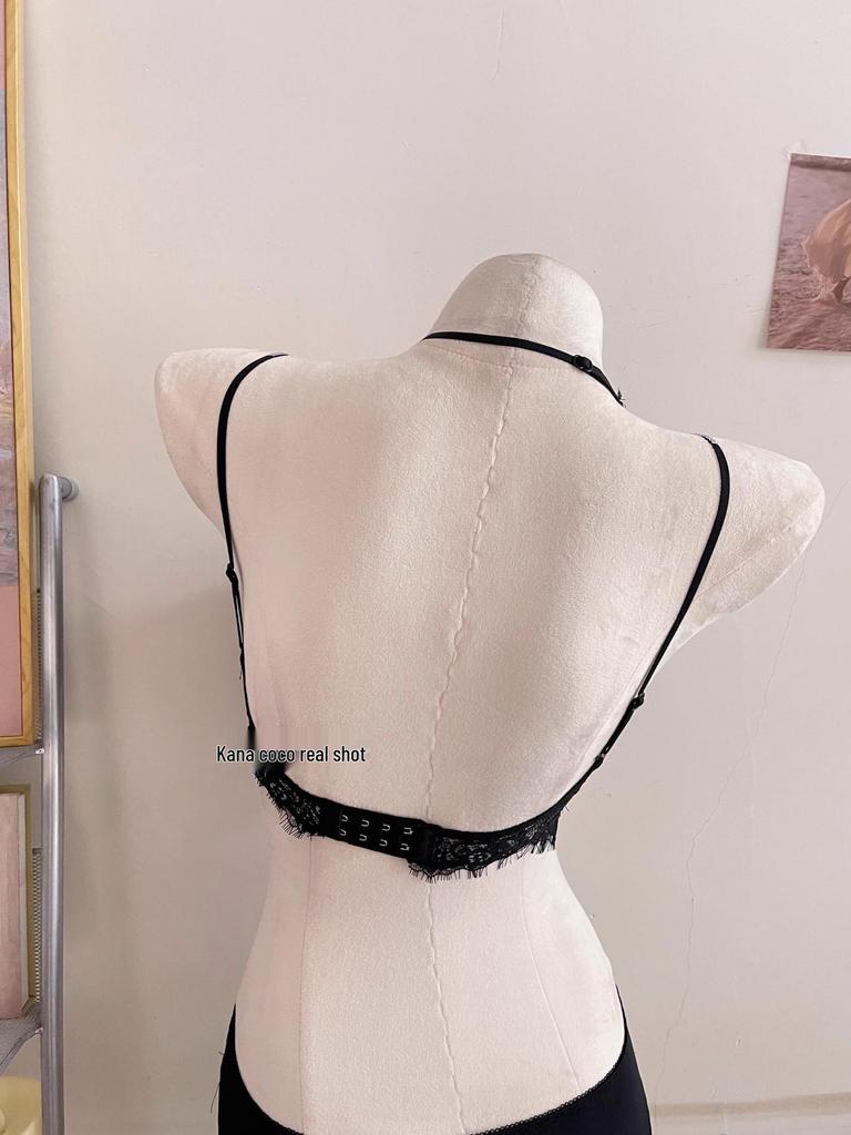 French Pure Desire Lingerie Set: Halter Lace Bra & Beautiful Back Anti-Sagging Bra