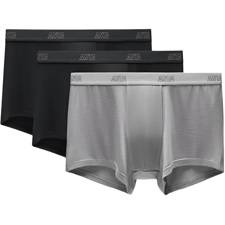 Anta Life Series Sports Casual Simple Breathable Comfortable Versatile Boxer Briefs 3-Pack Men Underwear 992538971R-1