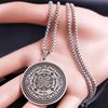 Magisk Talisman Rostfritt Stål Halsband Lyckans Hjul (Agla-INRI) Skydd av ängel Silverfärg Halsband Smycken N2832S02