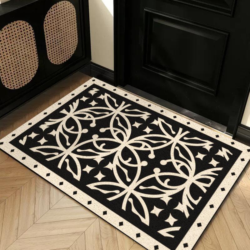 Entry Door Floor Mat Light Luxury Geometric Porch Scraping Mud Rubbing Soil Easy To Take Care Of Foot Pad Door Wear-Resistant Non-Slip Silk Ring Floor