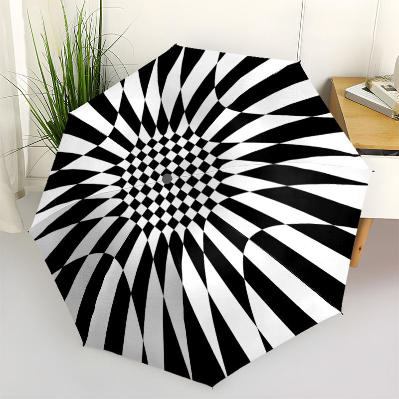 

1pc Optical Illusion Pattern Automatic Folding Umbrella - Portable Collapsible Design, 8-Rib Iron Frame, Durable Fabric yy251125212