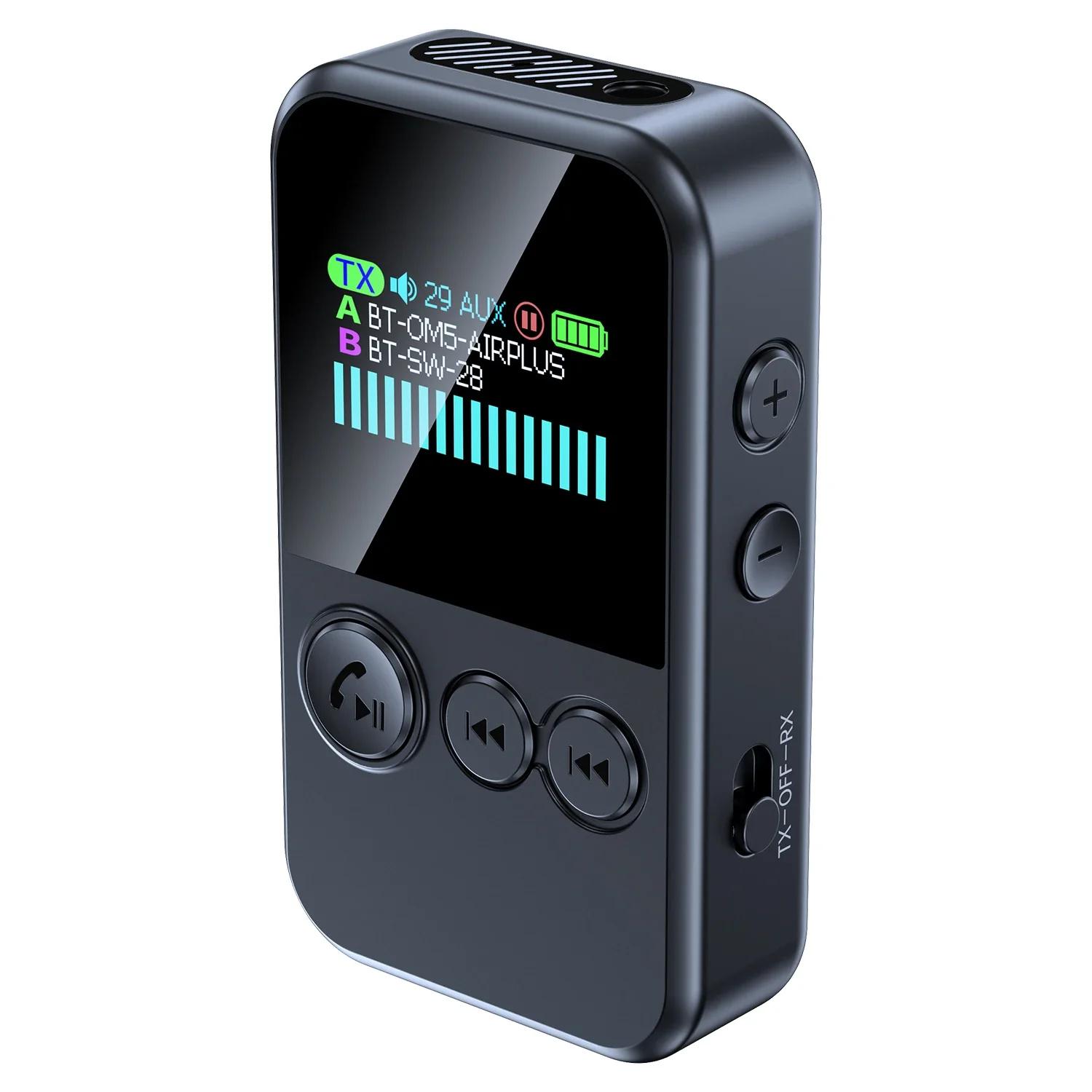 

4 в 1 Bluetooth 5.4 Аудиоприемник Передатчик 3.5 мм AUX TF-карта Стерео Музыка Микрофон Беспроводной Адаптер со Светодиодным Дисплеем Для Автомобиля ТВ