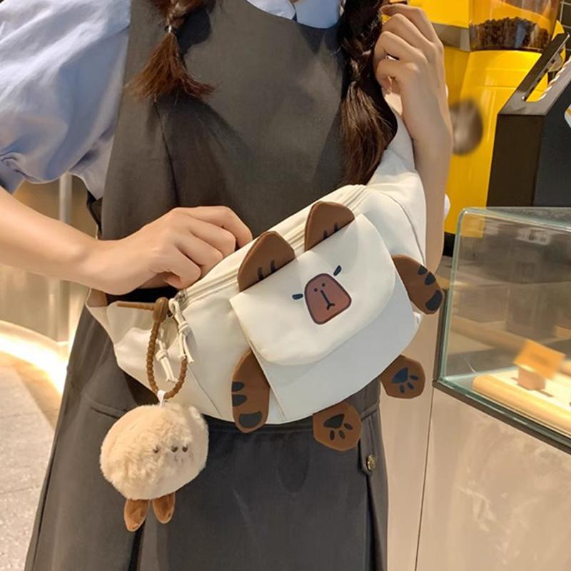 SCIONE Cute Cartoon Capibala Chest Bag 2025 New Large-capacity Fashion Leisure and Versatile Sports Students Lightweight Crossbody Bag