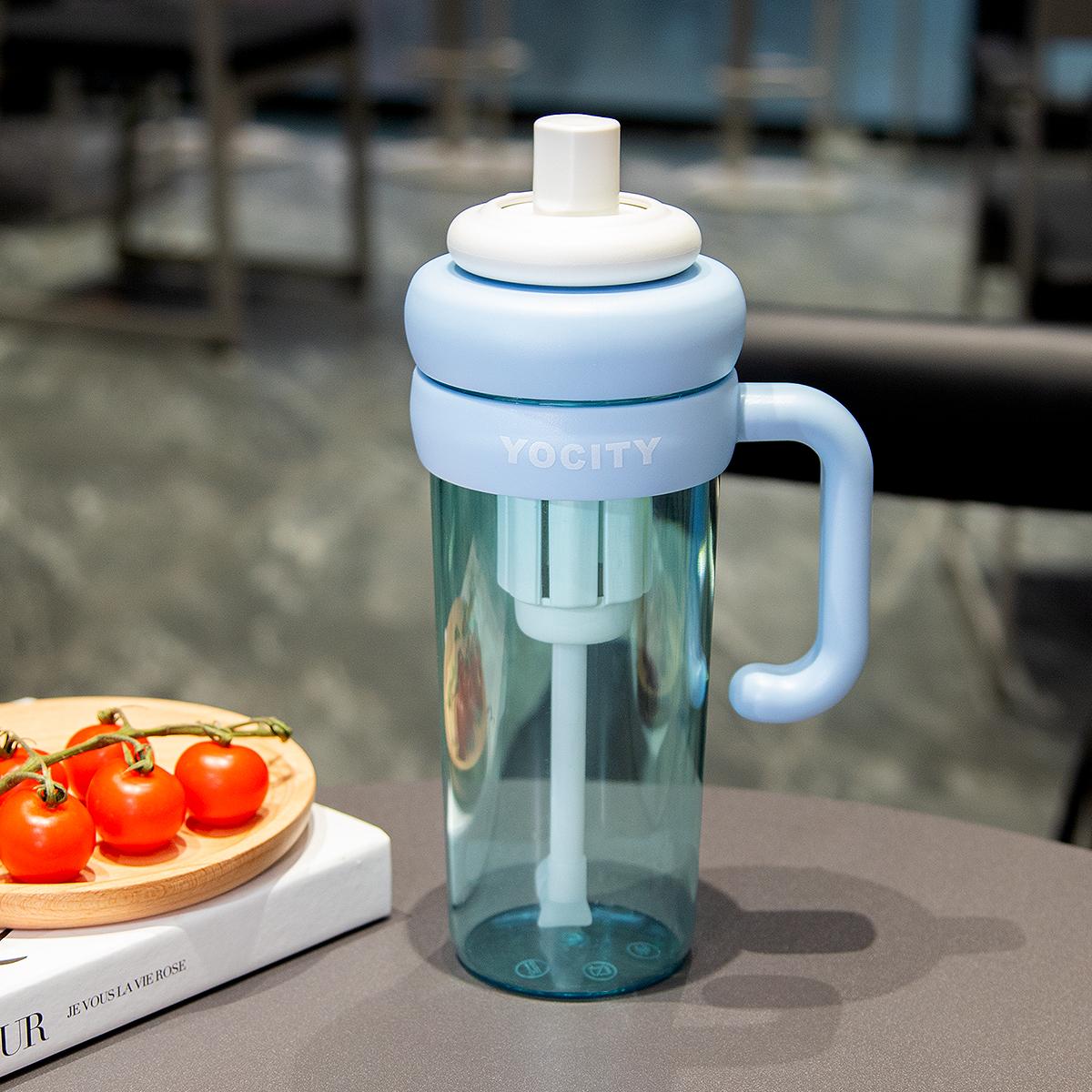 

820ml Sports Water Bottle Large Capacity Tritan Outdoor Travel Gym Fitness Water Cup Portable Tea-Water Separation Straw Cups синий