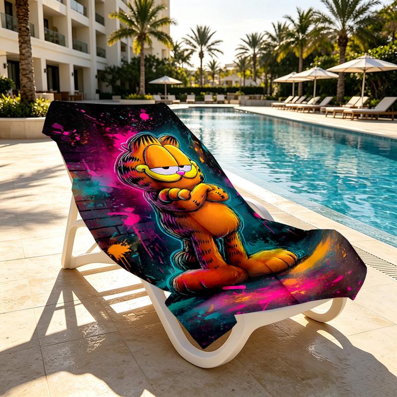 Garfield Print Beach Towel Design, Soft, Lightweight. for Home Bathroom, Spa, Pool, Yoga, Surfing, Camping, Gift for Family, Friend
