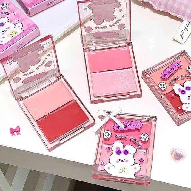 Gege Bear - Water Gloss Cheek Blush Plate - 2 Colors 01 Peach Heart Guava