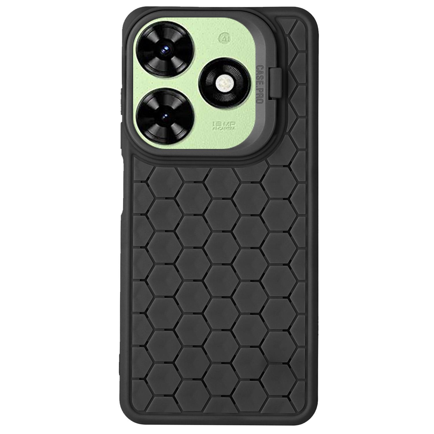 

For Infinix Smart 8 4G Case Kickstand TPU Phone Cover Heat Dissipation Breathable Black