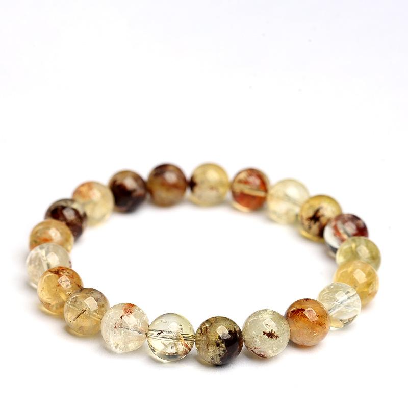 Hongchu Crystal Natural Golden Phantom Quartz Bead Bracelet Natural Icy Gradient Golden Phantom Bracelet