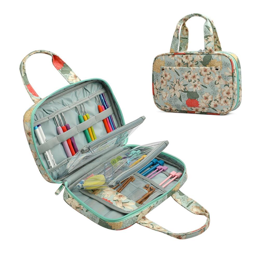 Crochet Hook Case Storage Zipper Bag Tote for Crocheting Yarn/Needles