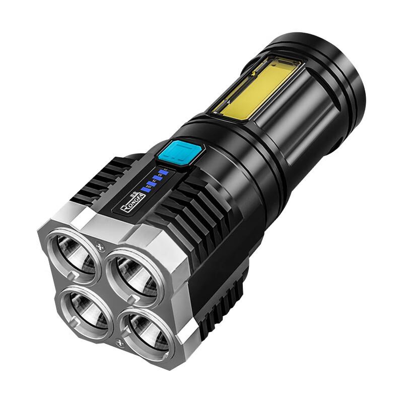 COCIVIVRE H44 Four-Head Rechargeable Flashlight with COB Side Light