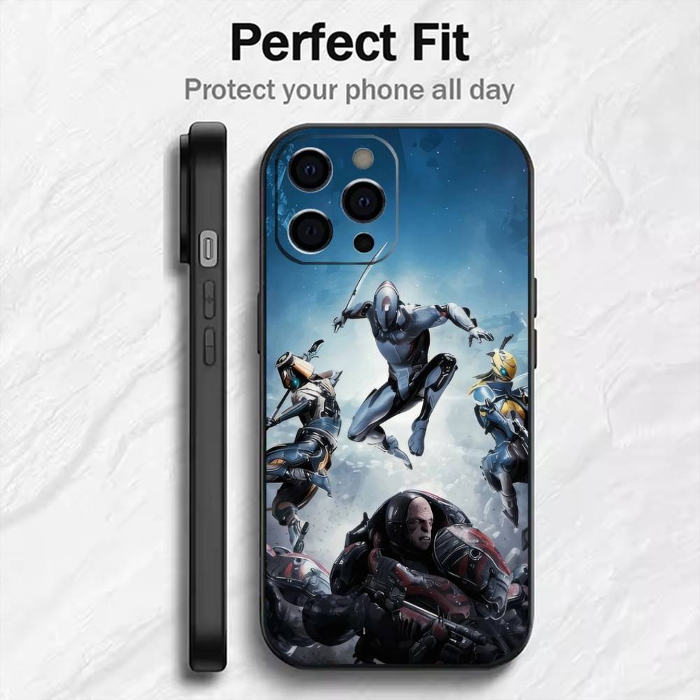 Cool Mecha Warframe Game Printing Phone Case For iPhone17,16,15,14,13,12 Plus,Max Soft Silicone Black Cover