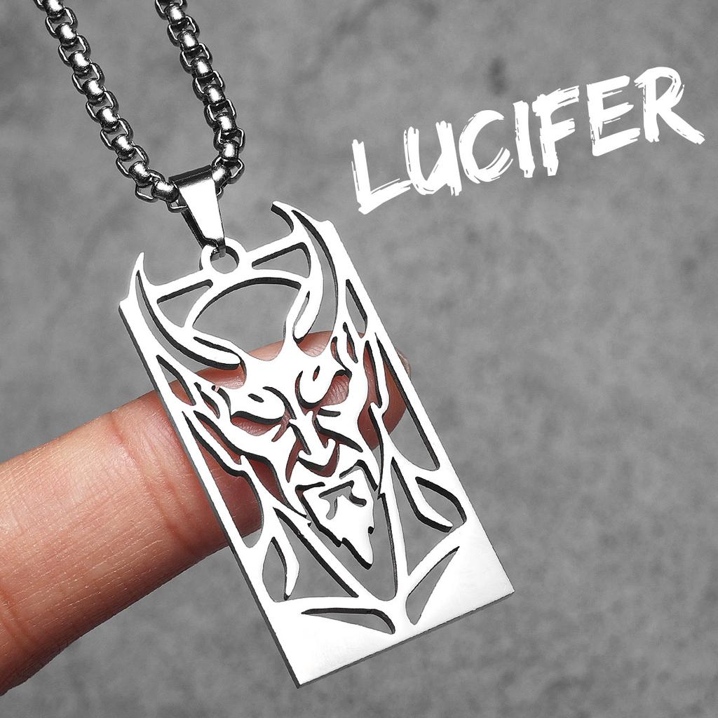 Hell Demon Satan Hollow Men Necklaces Stainless Steel Pendant Sweater Chain Women Punk Jewelry Accessories Halloween Gifts
