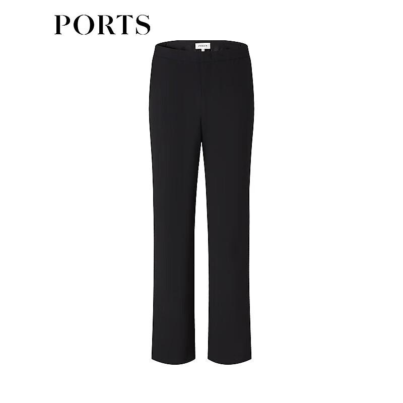 PORTS Women's Elegant Black Straight-Leg Trousers