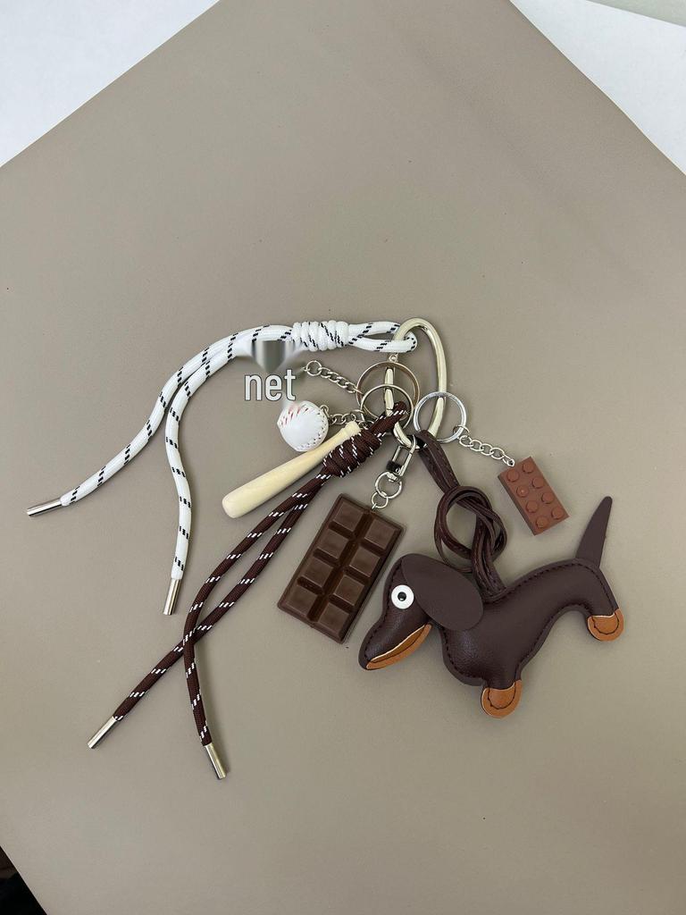 Miu Dachshund Cartoon Keychain: Trendy DIY Personalized Rope Charm Pendant