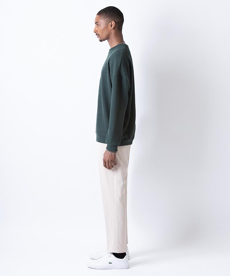 Seuteulaikeu Drop Shoulder Loose Pullover (Deep Green)