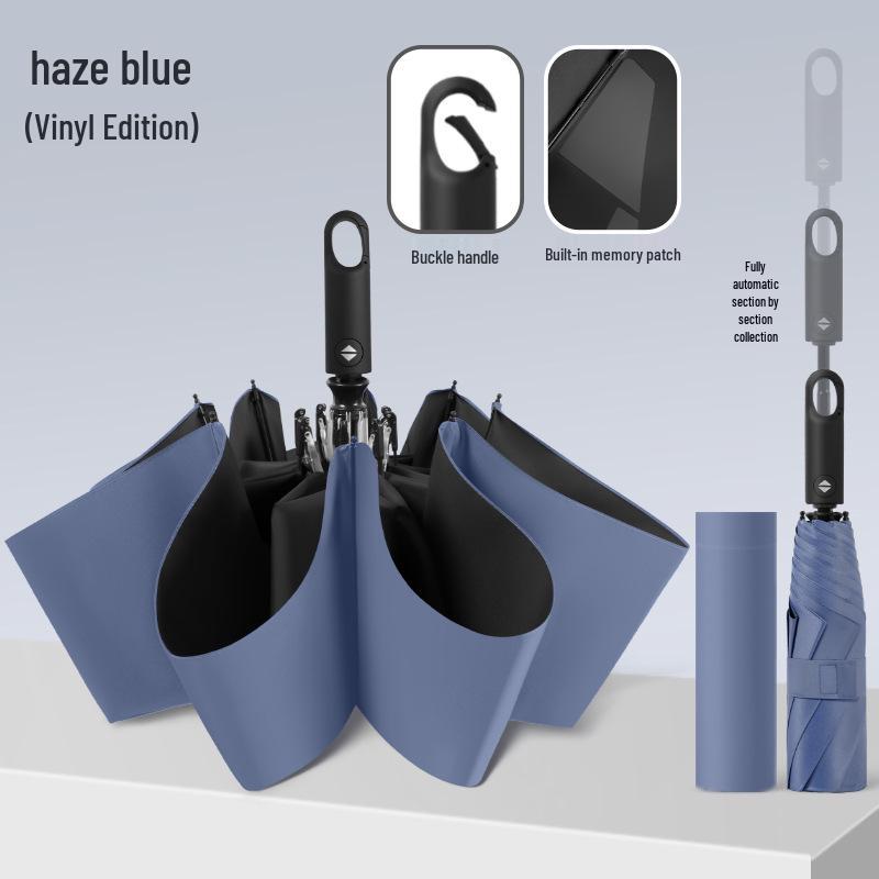 Memory Patch Three-Fold Automatic Umbrella: 8-Bone, Non-Folding, Dual-Use for Sun and Rain.
