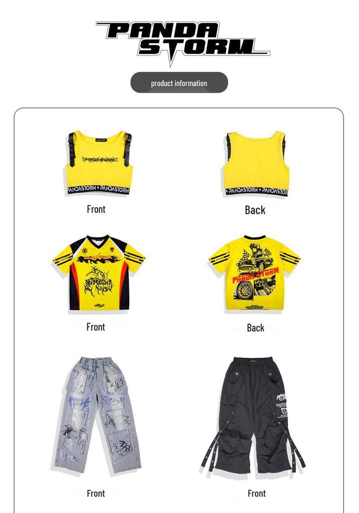 Kids' Hip Hop Street Dance Performance Outfit - Jazz Dance Fashion Show Drum Set Vest and T-shirt for Boys and Girls
