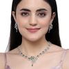 Rhodium-Plated American Diamond Studded Floral & Paisley Shaped Necklace With Earrings Jewellery Set For Girls and Women