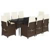 VidaXL Garden Dining Set with Cushions 9 Pcs, Table and Chairs with Adjustable Backrest, Outdoor Furniture Patio 3212339