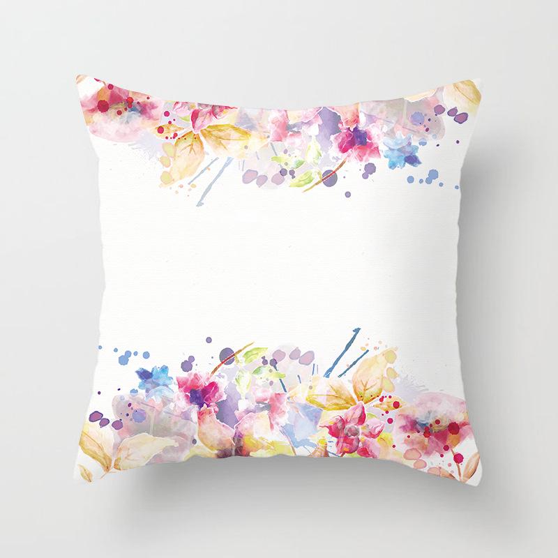 Ins Plant Flower Pillow Digital Printing Car Sofa Cushion Cover Shopee Home Soft Furnishings