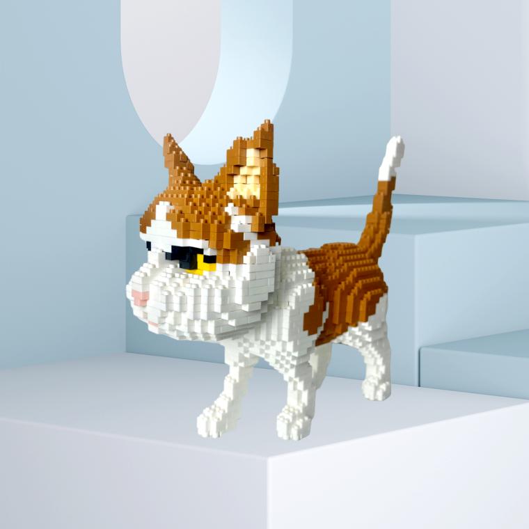 Variety of Pet Cat Models Building Blocks Toy:Captivating Cat Expressions, Fun Orange & Cow Patterns, Kid-Friendly, Unique Gift