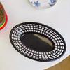 1Pc Storage Basket Retro Style Plastic Colour Desktop Storage Unique Hollow Out Snack Plate Drain Basket