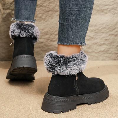 Women's Soft Elastic Zipper Winter Warm Cold Padded Snow Boots Thick-soled Non-slip Wear Outdoor Leisure Sports Cotton Boots