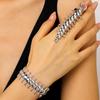 2-teiliges kreatives Metall-Durchbruch-Blatt-Armreif- & Ring-Set für Damen