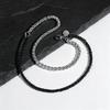 New Black Silver Color Men's Chain Bracelets,Stainless Steel Wheat Chain Wristband,Hip Hop Vintage Jewelry Gift for Him