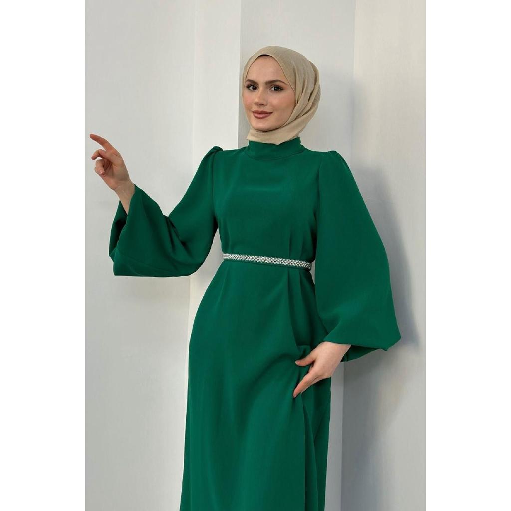 Jessica Balloon Sleeve Evening Dress Red