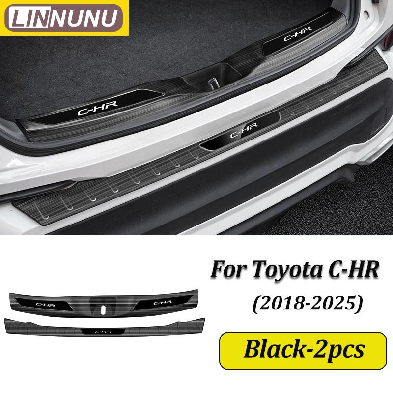 2 Stück CHR Auto Zubehör Kofferraumschutz Einstiegsleiste Stoßstangen-Schutzleiste Türschwellenabdeckung Für Toyota C-HR 2018 -2025 2024