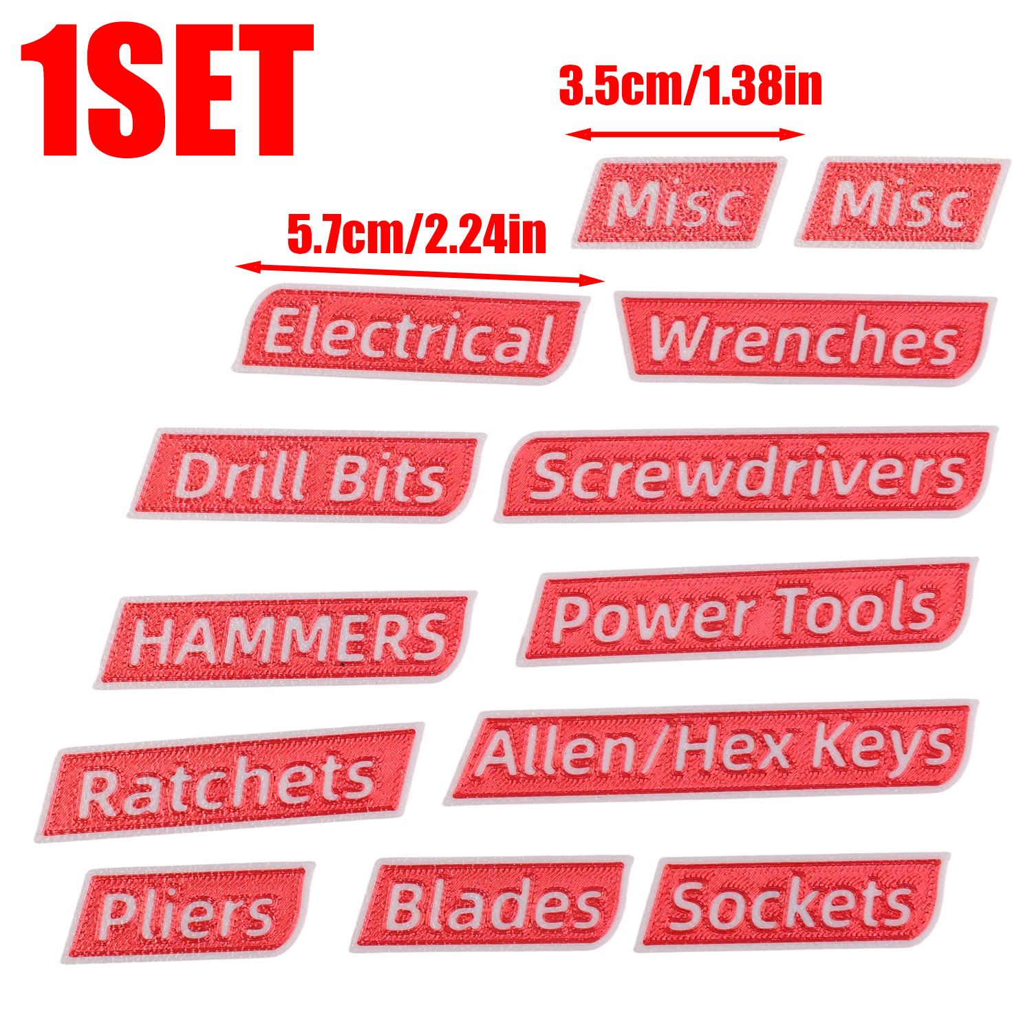 

Magnetic Label for Toolbox Waterproof Car Sticker Auto Organizer Label Removable Garage Tool Identification Sticker for Workshop червоний