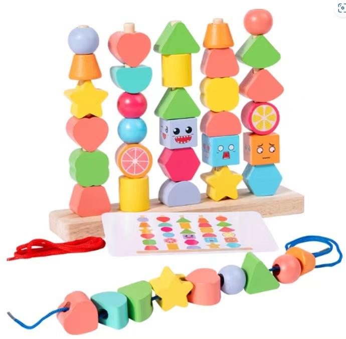 Geometric Shape Matching Building Block Column Set Sensory Integration Training Five Sets Of Columns Early Childhood Education Enlightenment Cognitive