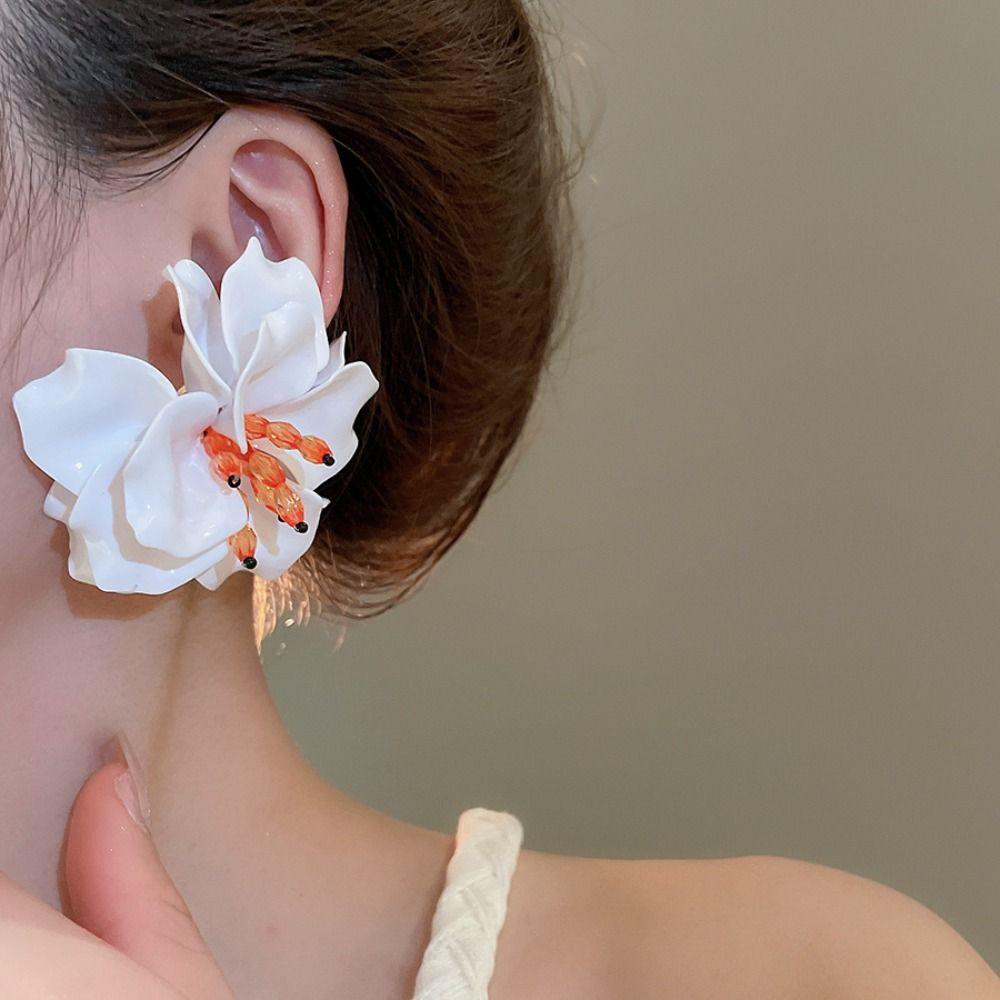 Korean Flower Stud Earrings Sweet Women's Jewelry Trendy Exaggerated Petals Earrings  Party