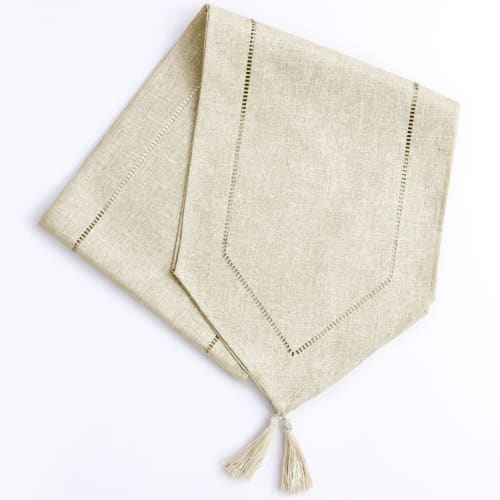 Aomiryo Table Runner, Stylish Nordic Lace Border, Washable, Table Centercloth, Dining Table Decoration, 150 X 31cm, Creme