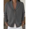 Damen S Strick Cardigan V-Ausschnitt Knopf Langarm Locker Faul Stil Einfarbig Pullover