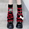 Calentadores de Piernas de Punto Rayados Góticos Punk Calaveras Cruces Adornos Cubre Pies Piernas Calcetines Largos Holgados Acampanados para Mujeres Niñas