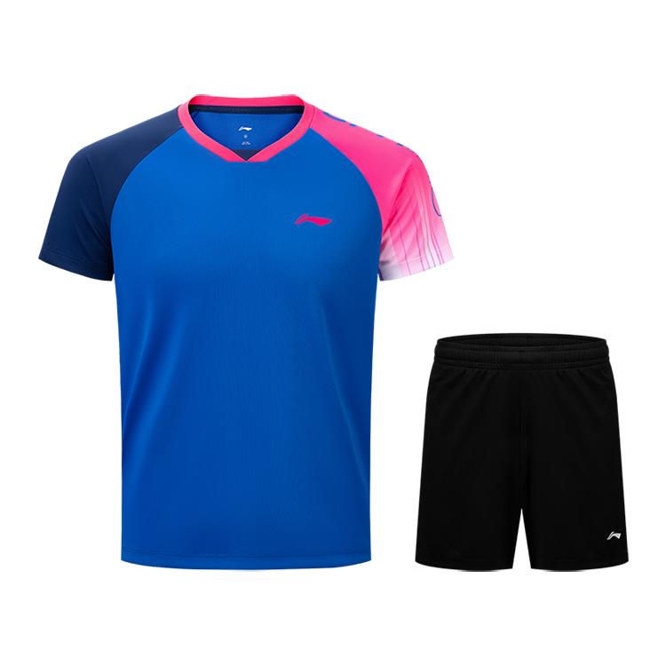 

Серия для настольного тенниса Li Ning Быстросохнущий Дышащий Удобный Универсальный Повседневный Спортивный костюм Унисекс Спортивная одежда Синий Черный AATV069-3