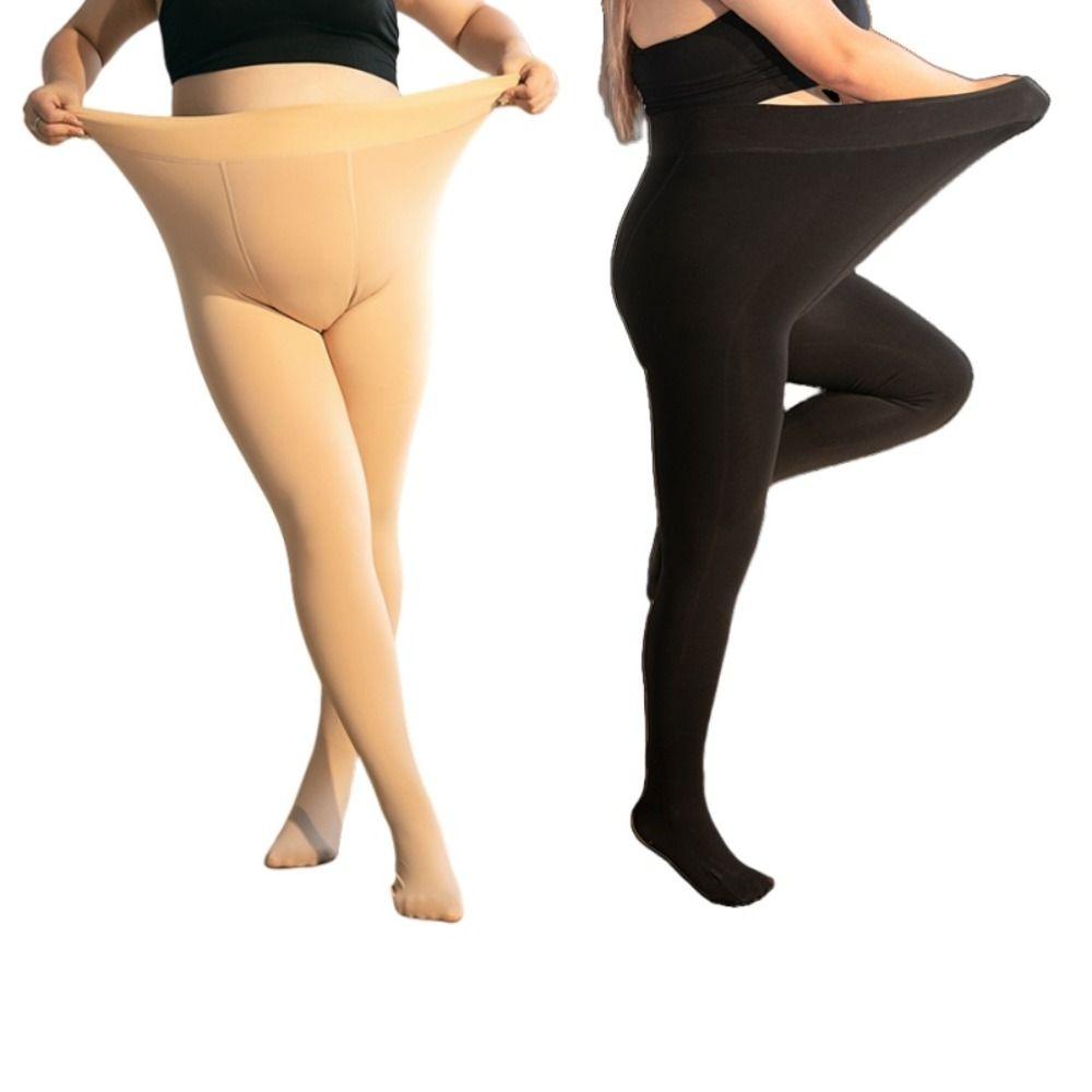 Leggings Chauds Épais Femmes Collants Thermiques Couleur Unie Mode Grande Taille Collants Hiver