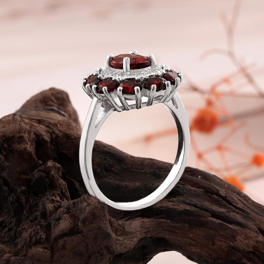 2026, 925 Sterling Silver Ring Earrings Pendant Necklace Natural Garnet January Birthstone Jewelry Set for Women's Banquet Gifts