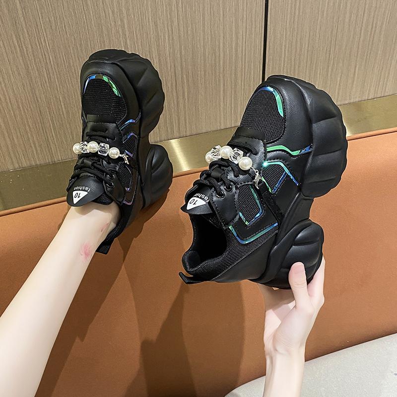 Fashion 10CM Thick Sole Autumn Sports Sneakers NEW Women High Platform Sneakers Breathable Mesh Shoes Women Wedges Heels Casual Shoes