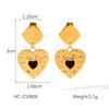 Euro-American Fashion Stainless Steel Heart Relief Pendant Earrings 18K Gold Non-Fading Retro Heart Titanium Steel Studs