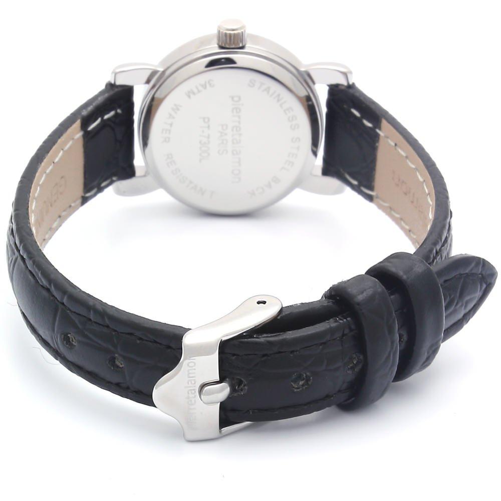 [Pierretalamon] Pierretalamon Watch 1 Point Natural Diamond Natural Shell Dial Leather Band Watch Silver X Black PT-7300L-1 Women's