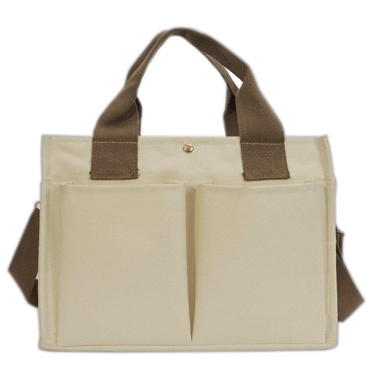 Stylish Canvas Tote Bag For Women In Cream Color With Multi Pocket Design For Everyday Use